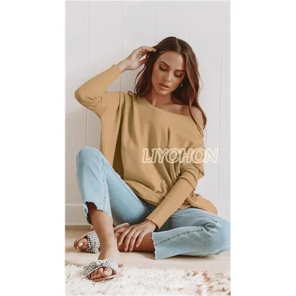 Oversized T Shirts for Women - Long Sleeve Tunic Tops Fall Outfits for Girls - Picture 5 of 6